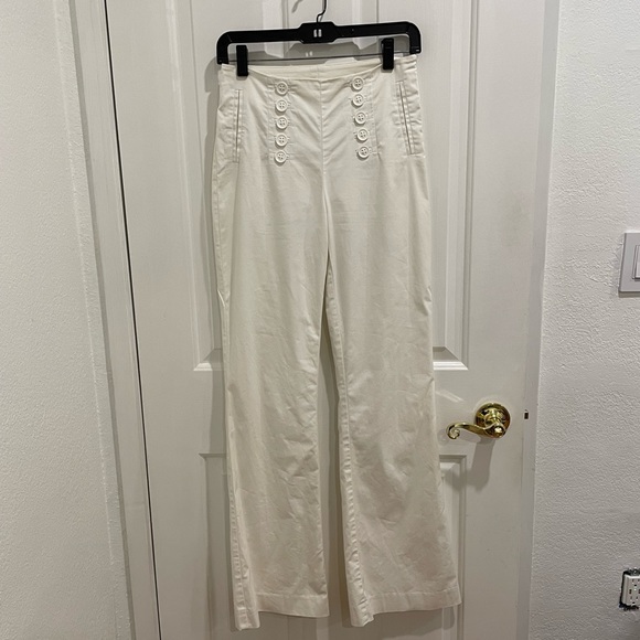Bebe White size 0 High Waist Cotton Flare , Bootcut Sailor Pants Y2K - Picture 2 of 6